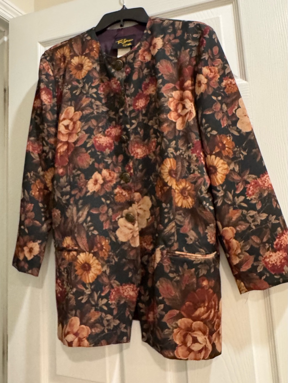 VTG Women’s Jacket & Skirt Set Floral Fall Colors Office Dinner SZ 14